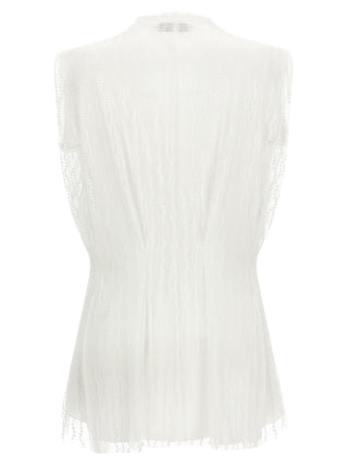 White Polyester Sleeveles T-Shirt