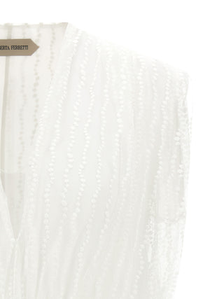 White Polyester Sleeveles T-Shirt