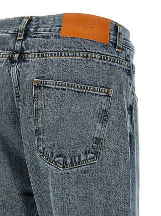 Gray Cotton Relaxed Fit Jeans