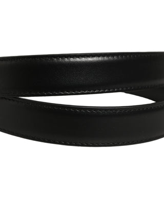 Black Classic Leather Gold Tone Buckle Belt