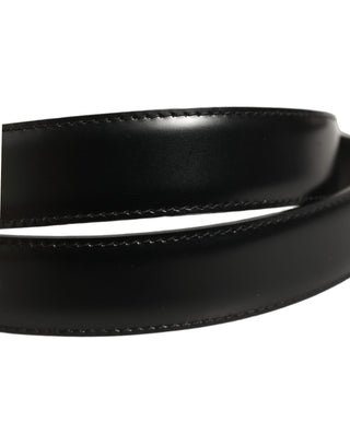 Black Classic Leather Gold Tone Buckle Belt
