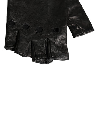 Black Embellished Wrist Length Fingerless Gloves