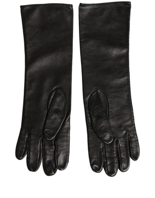 Black Genuine Leather Embossed DG Logo Gloves