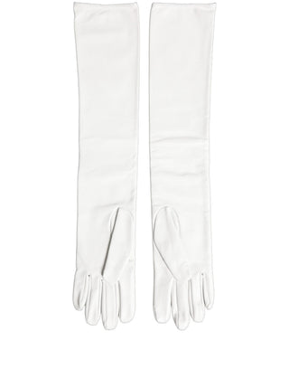 White Genuine Leather Embossed DG Logo Gloves
