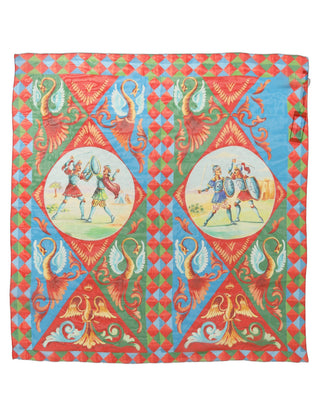 Multicolor Silk Printed Square Foulard Scarf