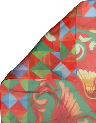 Multicolor Silk Printed Square Foulard Scarf