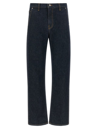 Blue Cotton Straight-Leg Jeans