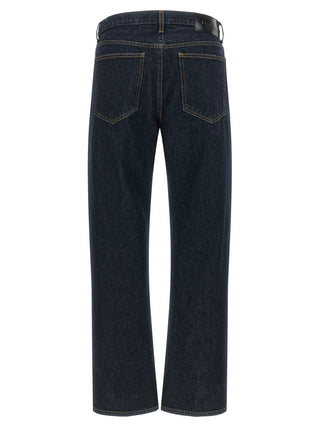 Blue Cotton Straight-Leg Jeans