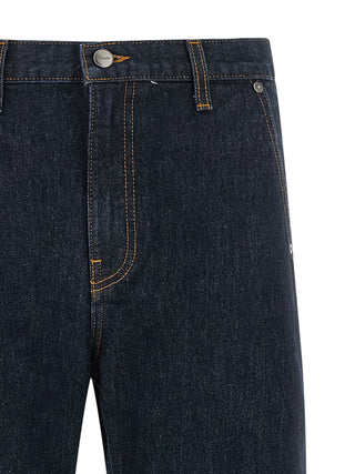 Blue Cotton Straight-Leg Jeans