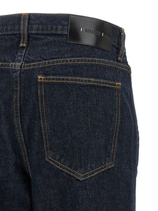 Blue Cotton Straight-Leg Jeans