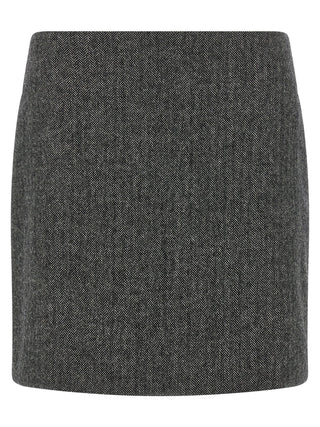 Gray Virgin Wool Long Skirt
