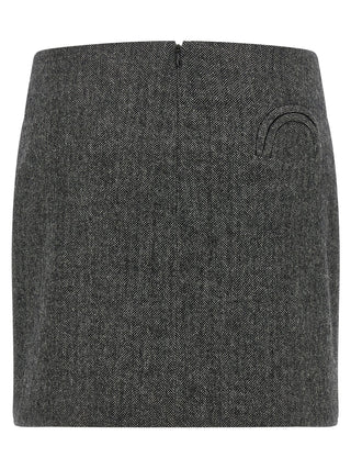 Gray Virgin Wool Long Skirt
