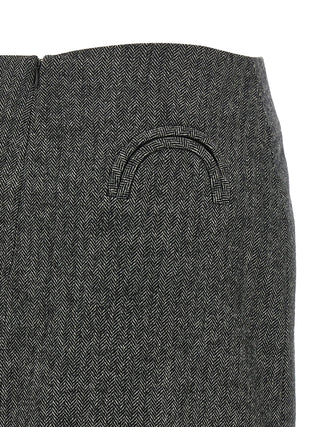 Gray Virgin Wool Long Skirt