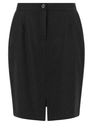 Black Virgin Wool Midi Skirt