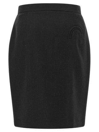 Black Virgin Wool Midi Skirt