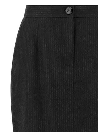 Black Virgin Wool Midi Skirt