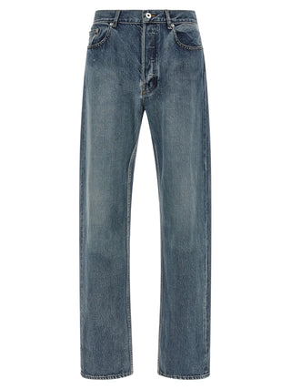 Blue Cotton Straight-Leg Jeans