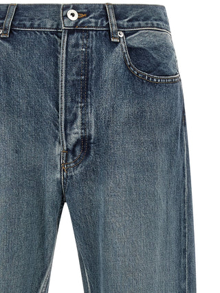 Blue Cotton Straight-Leg Jeans