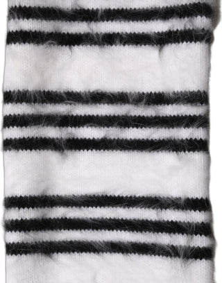 White Black Striped Skinny Neck Warmer Scarf