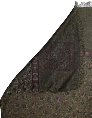 Olive Green Modal Floral Shawl Stole Scarf
