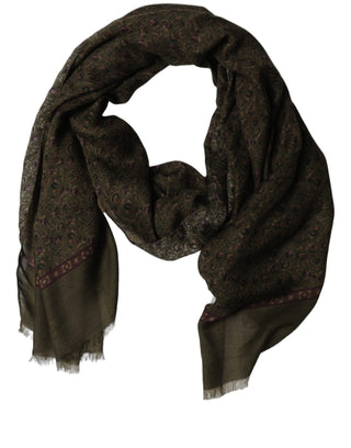 Olive Green Modal Floral Shawl Stole Scarf