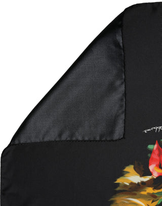 Black Tropical Sunset Square Foulard Scarf