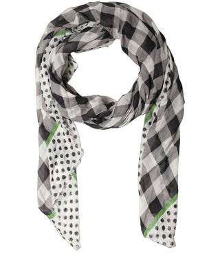 Black White Napoli Modal Check Shawl Scarf
