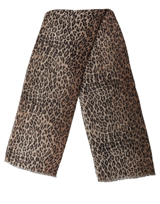 Brown Leopard Cashmere Shawl Stole Scarf