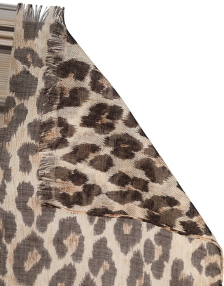 Brown Leopard Cashmere Shawl Stole Scarf