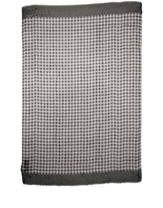 Black White Napoli Silk Gingham Shawl Scarf