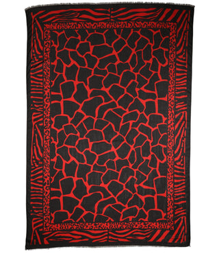 Black Red Printed Modal Neck Shawl Scarf