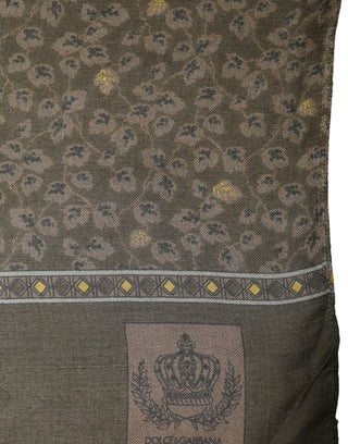 Olive Green Cotton Floral Neck Shawl Scarf