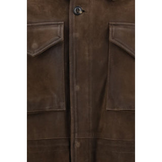 Brown Polyester Full-Length Jacket