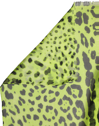 Green Leopard Print Silk Shawl Stole Scarf