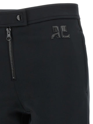 Black Polyester Casual Pants