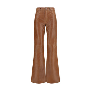 Brown Lambskin Flared Pants