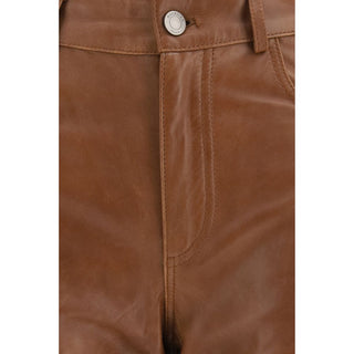 Brown Lambskin Flared Pants