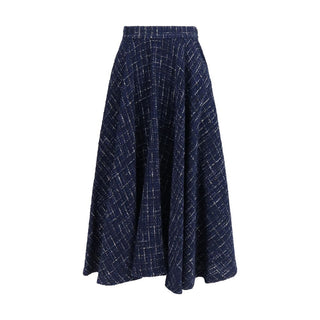 Blue Polyester Long Skirt