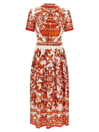 Orange Silk Midi Dress