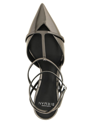Silver Calfskin Stiletto Heel Sandals