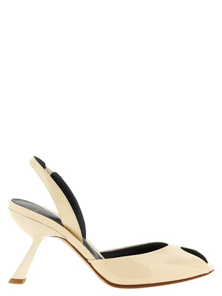 White Calfskin Mid Heel Pumps