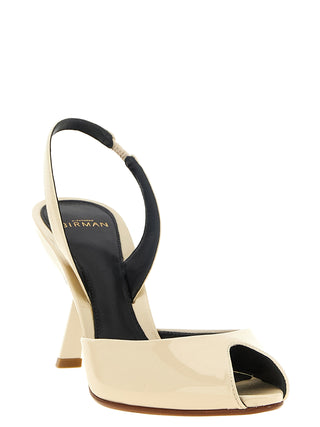 White Calfskin Mid Heel Pumps