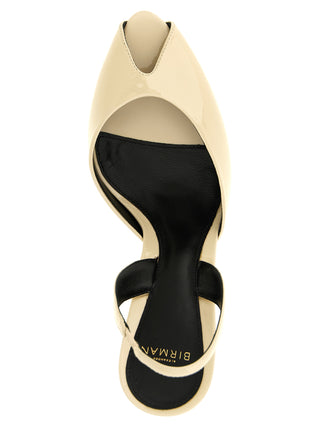 White Calfskin Mid Heel Pumps