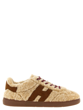 Beige Goatskin Low Top Sneakers