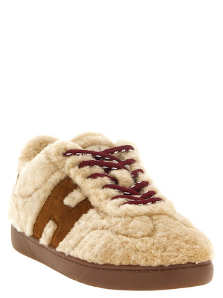 Beige Goatskin Low Top Sneakers