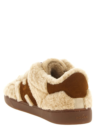 Beige Goatskin Low Top Sneakers
