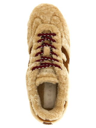 Beige Goatskin Low Top Sneakers