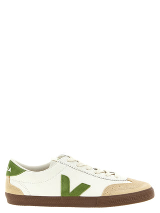 Beige Genuine Leather Athletic Sneakers
