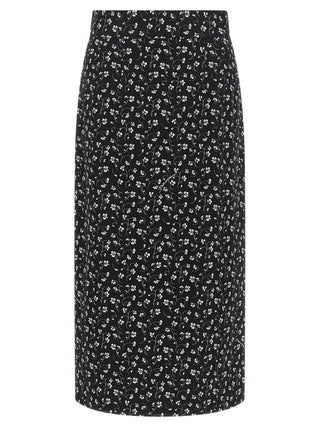 Bicolor Silk Midi Skirt