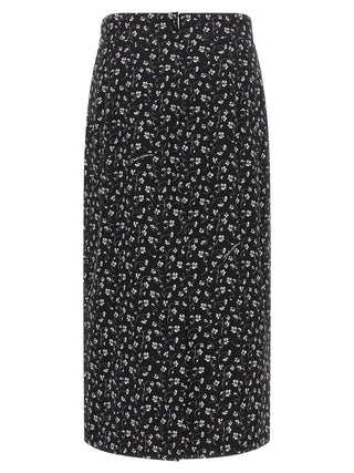 Bicolor Silk Midi Skirt